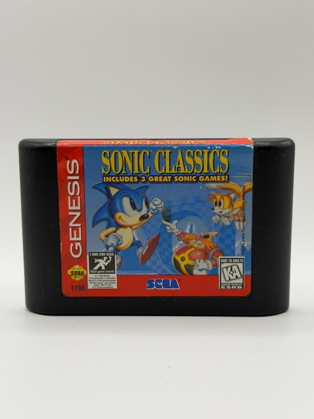 Sonic Classics 3 in 1 Sega Genesis Authentic Vintage 1997 Video Game Cartridge